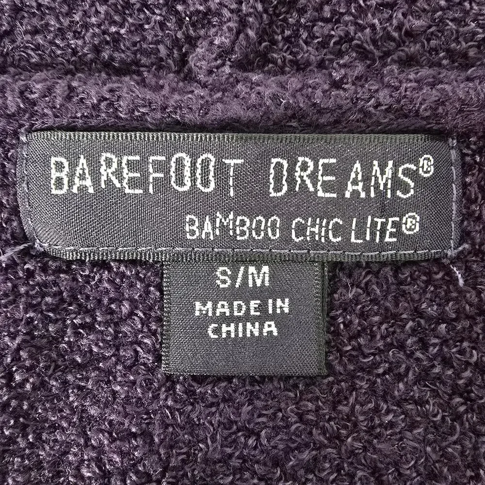 Barefoot Dreams Bamboo Chic Lite Open Cardigan Sweater Sz S/M Drape Front Purple